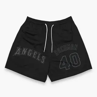 Unisex Sam Bachman Los Angeles Angels Black Name & Number Pitch Fashion Shorts