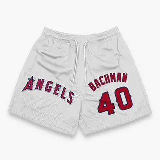 Unisex Sam Bachman Los Angeles Angels White Home Name & Number Shorts
